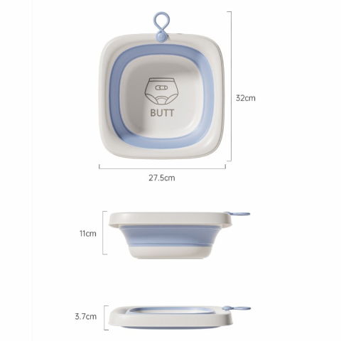 Cada pliabila pentru baie pentru copii, cadita pentru bebelusi, model patrat pentru fundulet, albastru, 32x27.5x3.7 cm, 4 l [6]