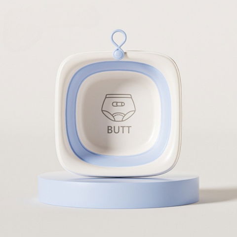 Cada pliabila pentru baie pentru copii, cadita pentru bebelusi, model patrat pentru fundulet, albastru, 32x27.5x3.7 cm, 4 l [1]