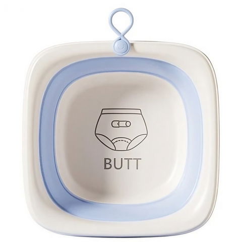 Igienă, baie și accesorii bebeluși şi copii - Cada pliabila pentru baie pentru copii, cadita pentru bebelusi, model patrat pentru fundulet, albastru, 32x27.5x3.7 cm, 4 l