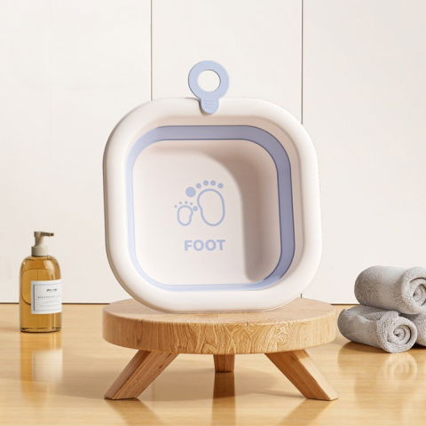 Cada pliabila pentru baie pentru copii, cadita pentru bebelusi, model patrat pentru picioare, albastru, 30x30x3.5 cm, 3.5 l [2]