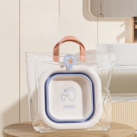 Cada pliabila pentru baie pentru copii, cadita pentru bebelusi, model patrat pentru picioare, albastru, 30x30x3.5 cm, 3.5 l [3]