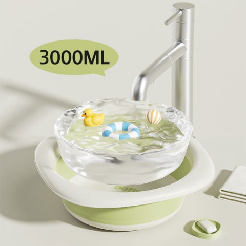 Cada pliabila pentru baie pentru copii, cadita pentru bebelusi, model romb cu balon, verde, 31.5x31.5x3.5 cm, 3l [8]