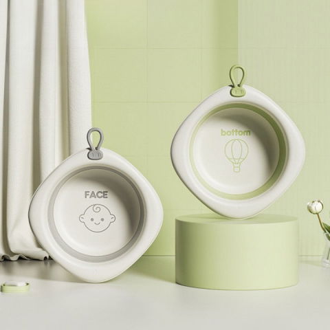 Cada pliabila pentru baie pentru copii, cadita pentru bebelusi, model romb cu balon, verde, 31.5x31.5x3.5 cm, 3l [3]