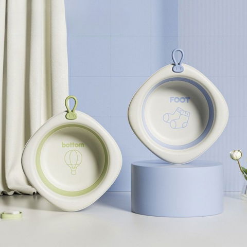 Cada pliabila pentru baie pentru copii, cadita pentru bebelusi, model romb cu balon, verde, 31.5x31.5x3.5 cm, 3l [2]