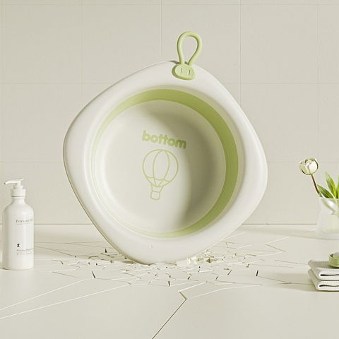 Cada pliabila pentru baie pentru copii, cadita pentru bebelusi, model romb cu balon, verde, 31.5x31.5x3.5 cm, 3l [11]