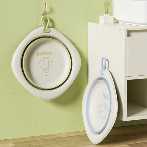 Cada pliabila pentru baie pentru copii, cadita pentru bebelusi, model romb cu balon, verde, 31.5x31.5x3.5 cm, 3l [12]