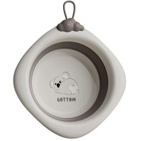 Igienă, baie și accesorii bebeluși şi copii - Cada pliabila pentru baie pentru copii, cadita pentru bebelusi, model romb koala, gri, 30x30x3.5 cm, 4l