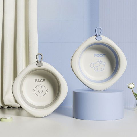 Cada pliabila pentru baie pentru copii, cadita pentru bebelusi, model romb pentru fata, gri, 31.5x31.5x3.5 cm, 3l [6]