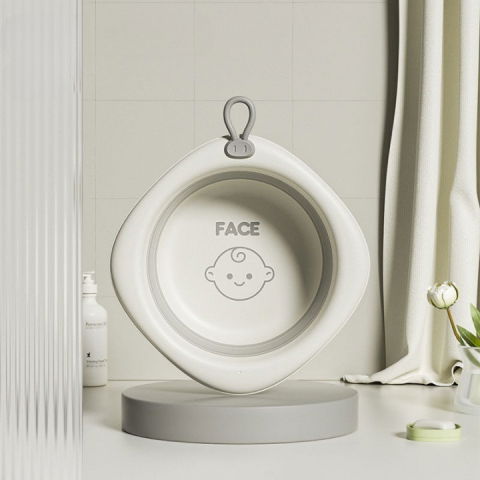 Cada pliabila pentru baie pentru copii, cadita pentru bebelusi, model romb pentru fata, gri, 31.5x31.5x3.5 cm, 3l [8]