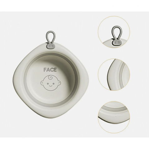 Cada pliabila pentru baie pentru copii, cadita pentru bebelusi, model romb pentru fata, gri, 31.5x31.5x3.5 cm, 3l [2]