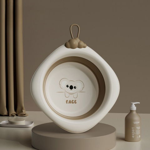 Cada pliabila pentru baie pentru copii, cadita pentru bebelusi, model romb pentru fata koala, maro, 30x30x3.5 cm, 4l [5]