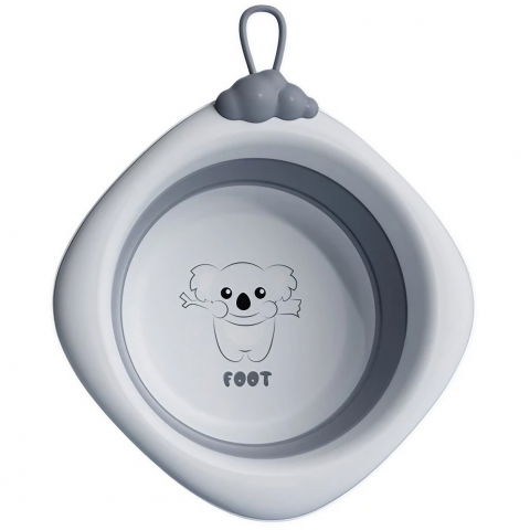 Igienă, baie și accesorii bebeluși şi copii - Cada pliabila pentru baie pentru copii, cadita pentru bebelusi, model romb pentru picioare koala, gri, 30x30x3.5 cm, 4l