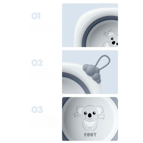 Cada pliabila pentru baie pentru copii, cadita pentru bebelusi, model romb pentru picioare koala, gri, 30x30x3.5 cm, 4l [6]