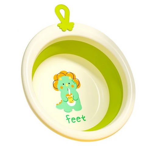 Igienă, baie și accesorii bebeluși şi copii - Cada pliabila pentru baie pentru copii, cadita pentru bebelusi, model rotund cu dinozaur, verde, 30x30x3.7 cm, 4l