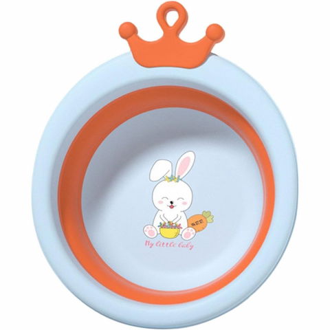 Cada pliabila pentru baie pentru copii, cadita pentru bebelusi, model rotund cu iepuras, blue, 30x31x3.5 cm, 3.3 l [1]