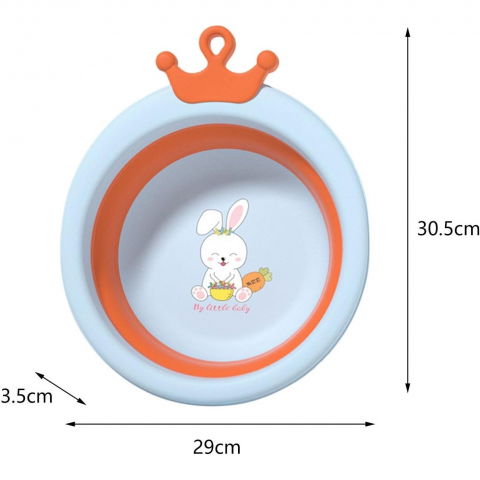 Cada pliabila pentru baie pentru copii, cadita pentru bebelusi, model rotund cu iepuras, blue, 30x31x3.5 cm, 3.3 l [2]