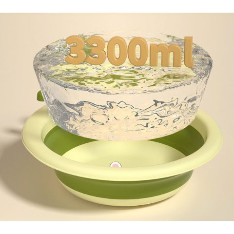 Cada pliabila pentru baie pentru copii, cadita pentru bebelusi, model rotund cu iepuras, verde, 30x31x3.5 cm, 3.3 l [7]