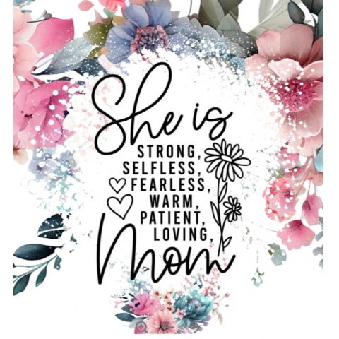 Cana termos din plastic, pentru bauturi calde si reci, cu maner, imprimeu floral, cu mesaj pentru mama, alb, 10x7.6x27.5 cm [4]