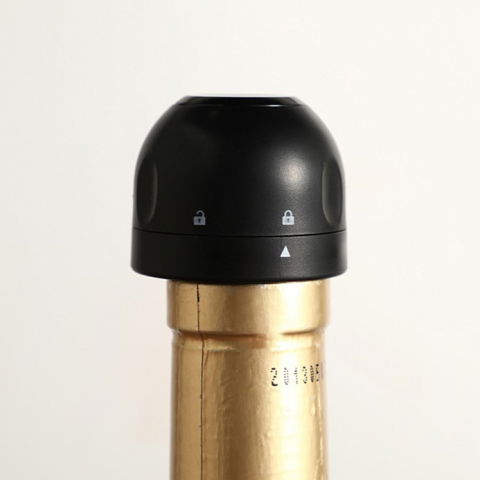 Capac de etansare a sticlei de sampanie, rotativ, on-off, silicon, reutilizabil, usor de depozitat si folosit, 3.9 x 3.9 x 3.3 cm, negru [3]