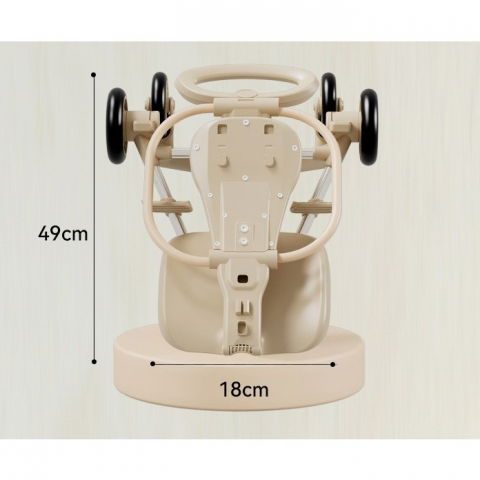 Carucior pliabil, 1-3 ani, reversibil, 4 roti, parasolar, din aliaj de aluminiu + plastic + textil, 52 x 42 x 90 cm, bej [3]