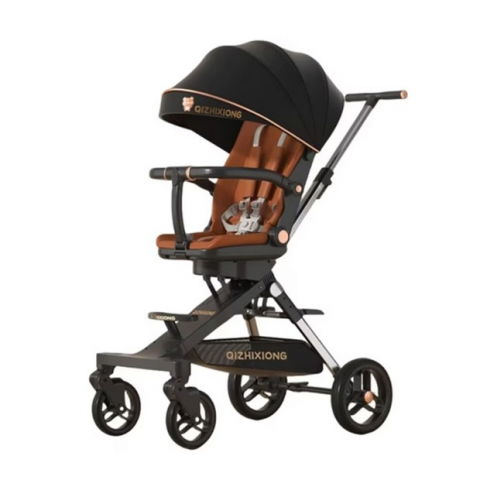 Carucior sport  3in1, 6-36 luni, pliabil, tavita pentru masa, pat de dormit, centura de siguranta, roti 360 grade, reversibil, parasolar, maner reglabil, 64 x 35 x 100 cm, negru [2]