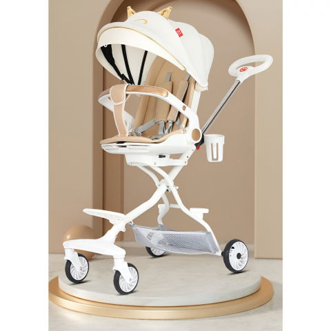 Carucior sport  3in1, 6-36 luni, reversibil, pliabil, tavita pentru masa, pozitie de somn, centura de siguranta, roti 360, suport pahar, copertina pentru soare, 33x66x85cm, alb model pisica [12]