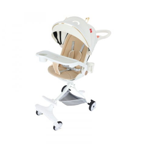 Triciclete, mașinuțe și accesorii pentru transportul copiilor - Carucior sport  3in1, 6-36 luni, reversibil, pliabil, tavita pentru masa, pozitie de somn, centura de siguranta, roti 360, suport pahar, copertina pentru soare, 33x66x85cm, alb model pisica