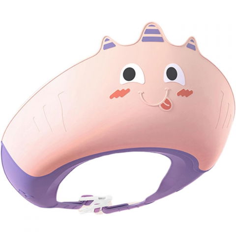 Igienă, baie și accesorii bebeluși şi copii - Casca de dus, previne scurgerea apei si samponului pe fata, 0-12 ani, ajustabila, din tpe+pp, 20 x 23 cm, model unicorn, roz/mov