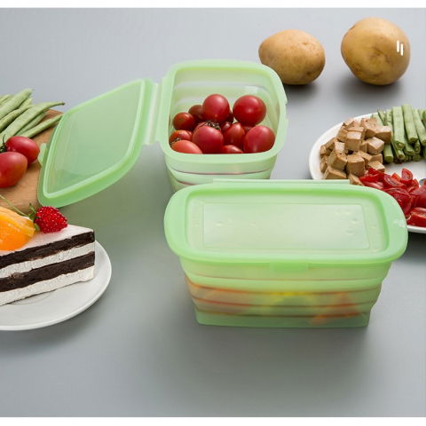 Caserola din silicon, pliabila, 1l, 18.8 x 8 x 11.5 cm, rezistenta temperaturi extreme, verde [7]