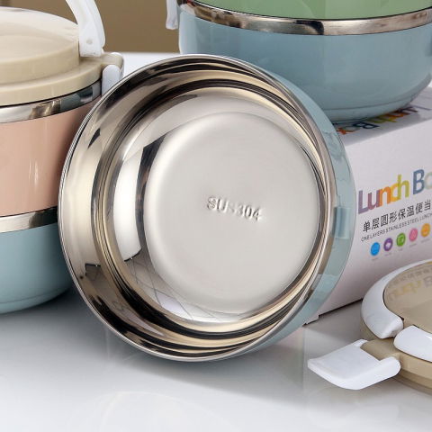 Caserola pentru alimente  lunch box, 700 ml, otel inoxidabil, maner, valva aerisire, inchidere etansa, 15 x 8.5 cm, albastru [7]