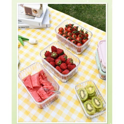 Caserola portabila pentru mancare fresh  1500 ml, 2 furculite,10 x 13.5 x 20 cm, 2 capace detasabile pentru congelator, etans, spatiu pentru tacamuri, maner, material plastic, rezistent la temperaturi ridicate, transparent [4]