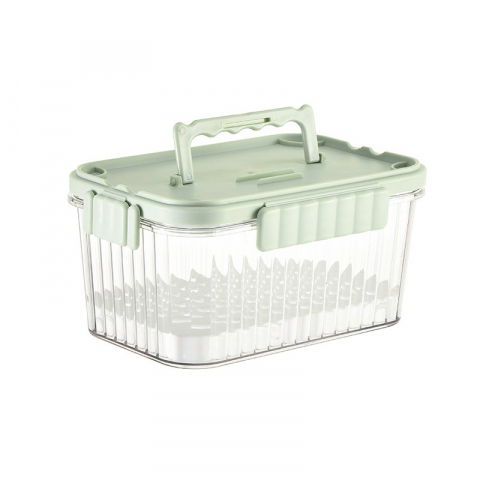 Caserole, genți termice și organizatoare pastile - Caserola portabila pentru mancare fresh  1500 ml, 2 furculite,10 x 13.5 x 20 cm, 2 capace detasabile pentru congelator, etans, spatiu pentru tacamuri, maner, material plastic, rezistent la temperaturi ridicate, transparent