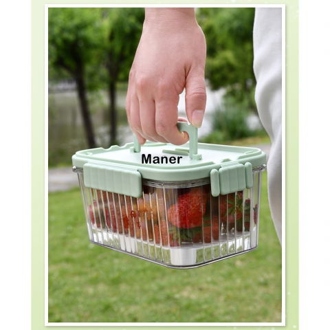 Caserola portabila pentru mancare fresh  1500 ml, 2 furculite,10 x 13.5 x 20 cm, 2 capace detasabile pentru congelator, etans, spatiu pentru tacamuri, maner, material plastic, rezistent la temperaturi ridicate, transparent [8]