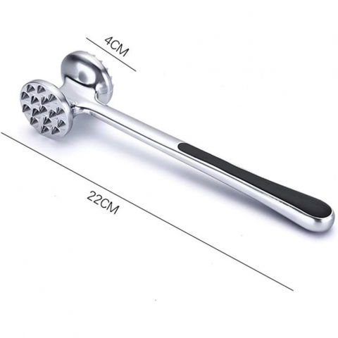 Ciocan pentru snitele si carne  din aliaj de zinc, maner antialunecare, doua capete, 22 cm, argintiu [4]