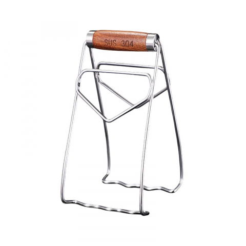 Organizatoare si accesorii pentru bucatarie - Clema pentru boluri, anti-alunecare, din otel inoxidabil, extindere, pentru oale, tigai, de uz casnic, rezistent la temperaturi inalte, 19.5x9.8x8 cm, maner maro, gri