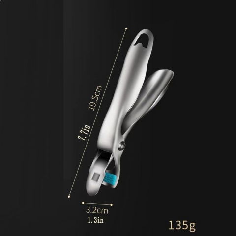 Clema pentru boluri, anti-alunecare, din otel inoxidabil si silicon, de uz casnic, rezistent la temperaturi inalte, 19.5x3.2 cm, gri [4]