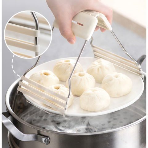 Clema pentru boluri, anti-alunecare, din silicon, de uz casnic, rezistent la temperaturi inalte, 17.6x11.5x5.15cm, gri [11]