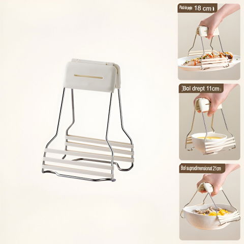 Clema pentru boluri, anti-alunecare, din silicon, de uz casnic, rezistent la temperaturi inalte, 17.6x11.5x5.15cm, gri [14]