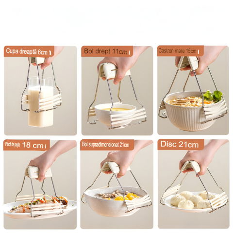 Clema pentru boluri, anti-alunecare, din silicon, de uz casnic, rezistent la temperaturi inalte, 17.6x11.5x5.15cm, gri [4]