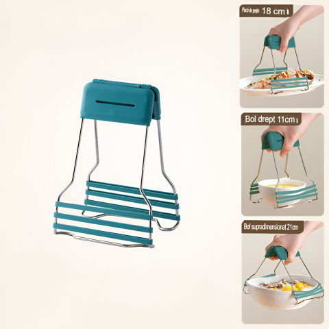 Clema pentru boluri, anti-alunecare, din silicon, de uz casnic, rezistent la temperaturi inalte, 17.6x11.5x5.15cm, verde [2]