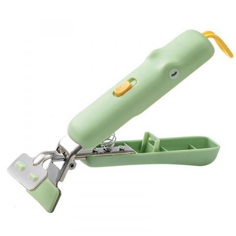 Organizatoare si accesorii pentru bucatarie - Clema pentru boluri, anti-alunecare, din silicon, de uz casnic, rezistent la temperaturi inalte, model animat, maner si cleste inox, 12.5x3.6 cm, verde