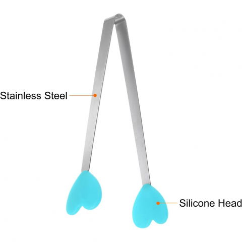 Cleste creativ pentru mancare, model inimioare din silicon, 14.5x3 cm, rezistent la temperaturi inalte si coroziune, albastru [4]