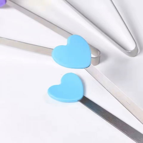 Cleste creativ pentru mancare, model inimioare din silicon, 14.5x3 cm, rezistent la temperaturi inalte si coroziune, albastru [7]