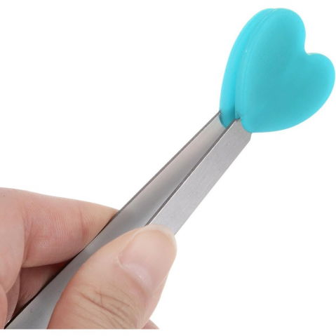 Cleste creativ pentru mancare, model inimioare din silicon, 14.5x3 cm, rezistent la temperaturi inalte si coroziune, albastru [3]