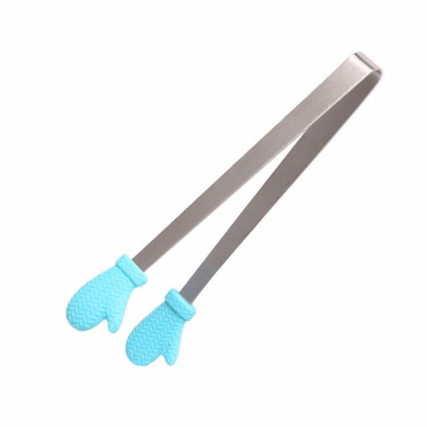 Cleste creativ pentru mancare, model manusi din silicon, 14.5x3 cm, rezistent la temperaturi inalte si coroziune, albastru [1]