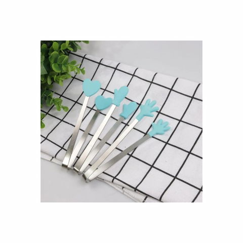 Cleste creativ pentru mancare, model manusi din silicon, 14.5x3 cm, rezistent la temperaturi inalte si coroziune, albastru [3]