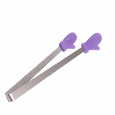 Cleste creativ pentru mancare, model manusi din silicon, 14.5x3 cm, rezistent la temperaturi inalte si coroziune, mov [3]