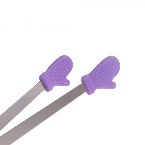 Cleste creativ pentru mancare, model manusi din silicon, 14.5x3 cm, rezistent la temperaturi inalte si coroziune, mov [2]