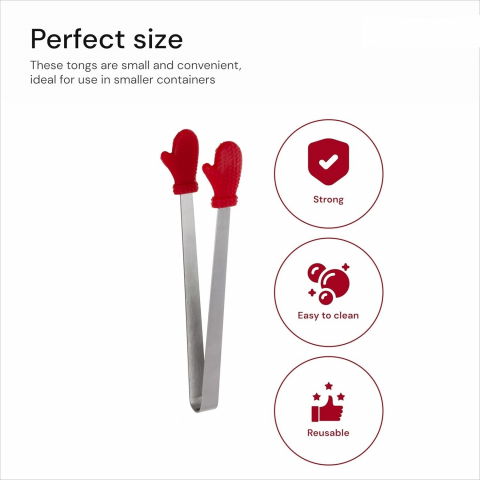 Cleste creativ pentru mancare, model manusi din silicon, 14.5x3 cm, rezistent la temperaturi inalte si coroziune, rosu [6]