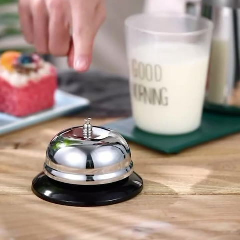 Clopotel sonerie metalica  pentru receptie hoteluri, baruri, restaurante, material metal si plastic, 6 x 10 cm, argintiu [3]